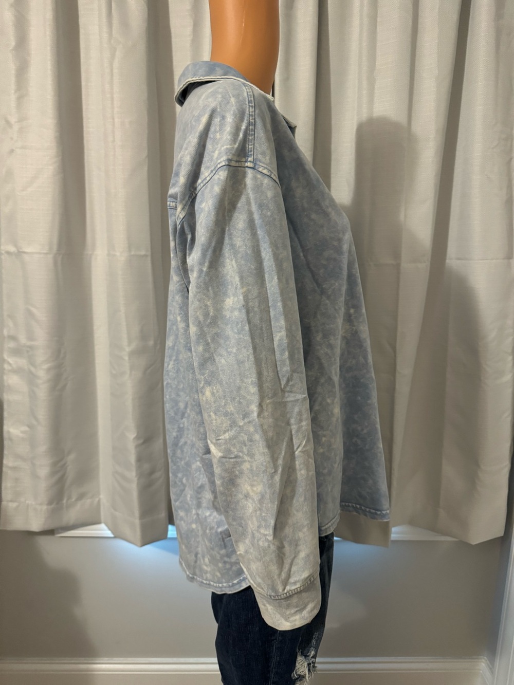 Great Jane & Delancey size L blue knit button up long sleeve shirt new - Picture 5 of 6
